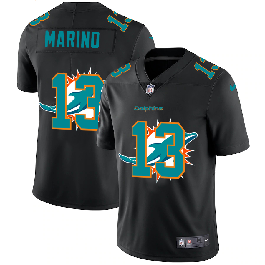 Miami Dolphins #13 Dan Marino Men Nike Team Logo Dual Overlap Limited NFL Jersey Black->miami dolphins->NFL Jersey